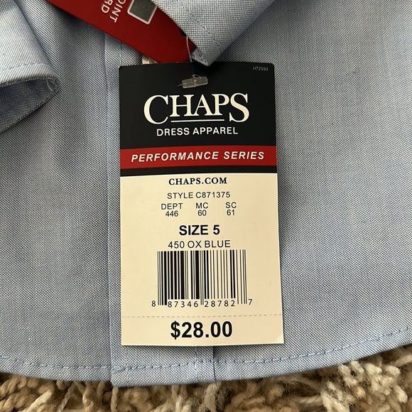 Blue long-sleeved Chaps button-down size 5 shirt - Picture 2 of 2